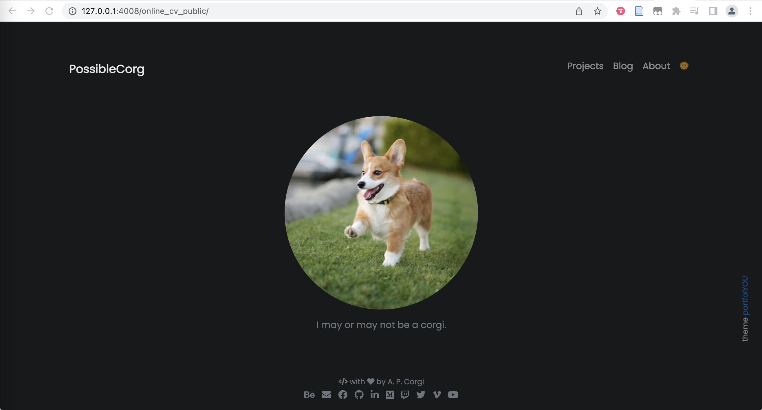 picture of running local webpage